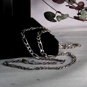 HEAVY 29 gram Banter Sterling Silver Figaro Chain Necklace 24" 5mm Italy 925
